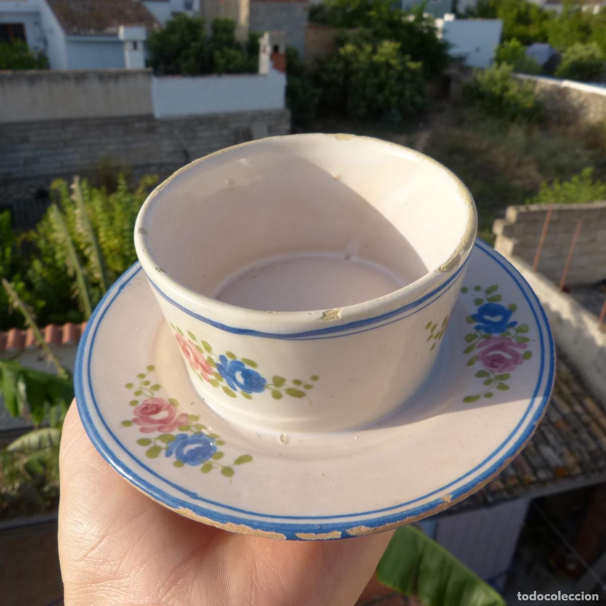 Antiquit&eacute;s: Mancerina de gran tama&ntilde;o en ceramica de faitanar, 350gr, 16x5,5cm.