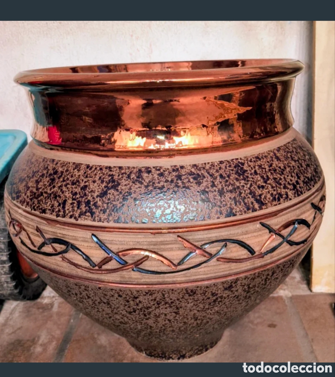 Antig&uuml;edades: Jarr&oacute;n Grande Cer&aacute;mica Dorado