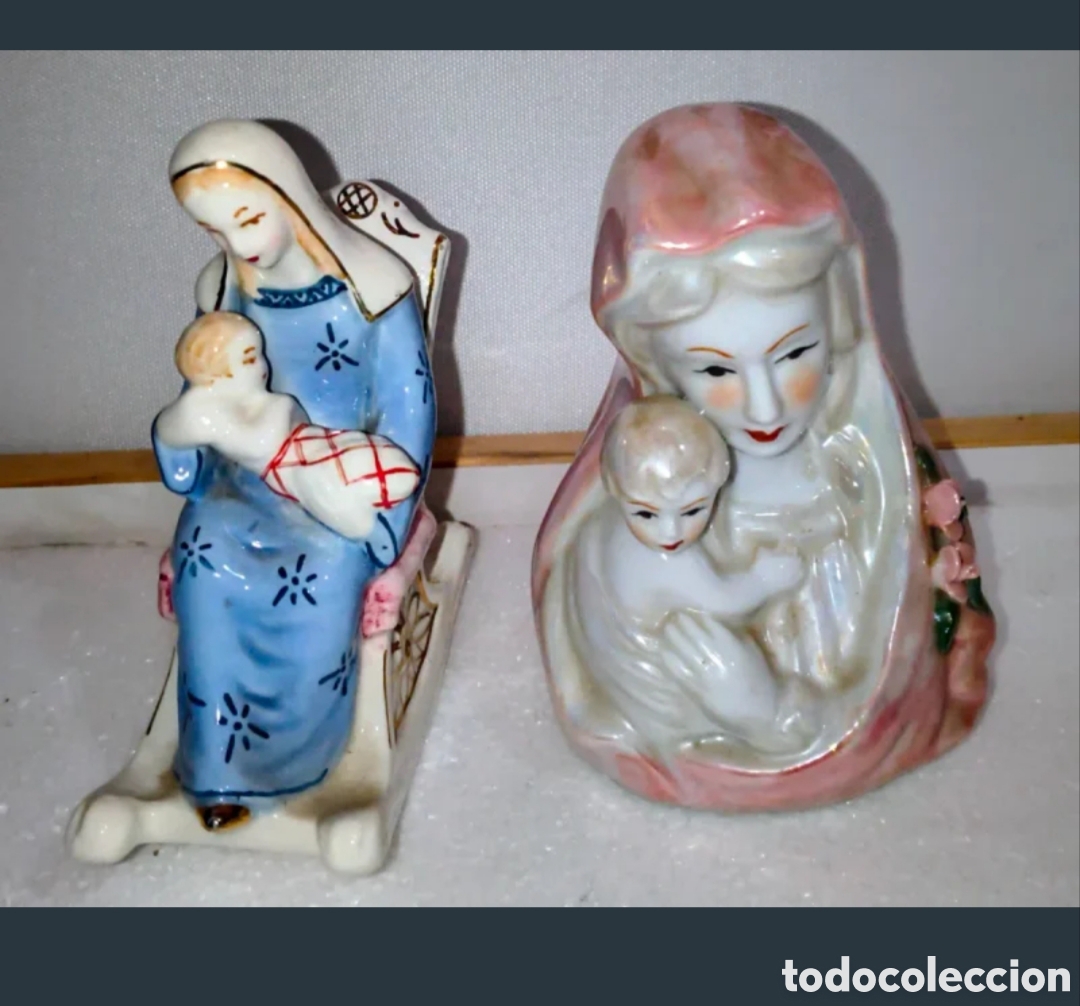 Antig&uuml;edades: Figuras de porcelana Virgen y Ni&ntilde;o