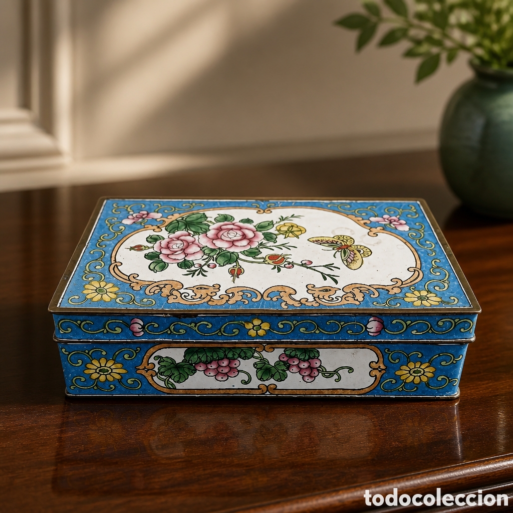 Antig&uuml;edades: MAGN&Iacute;FICA CAJA ANTIGUA CHINA DE ESMALTE DE CANTON 16&times;10&times;4,5 cm