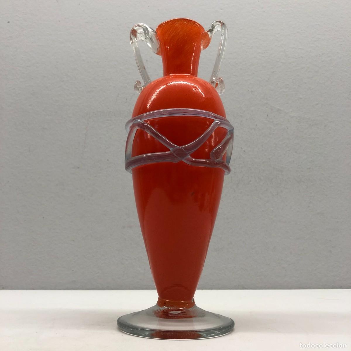 Antig&uuml;edades: PRECIOSO CENTRO DE MESA EN CRISTAL DE MURANO - COPA - NARANJA Y BLANCO - RARA - 25 CM / 562