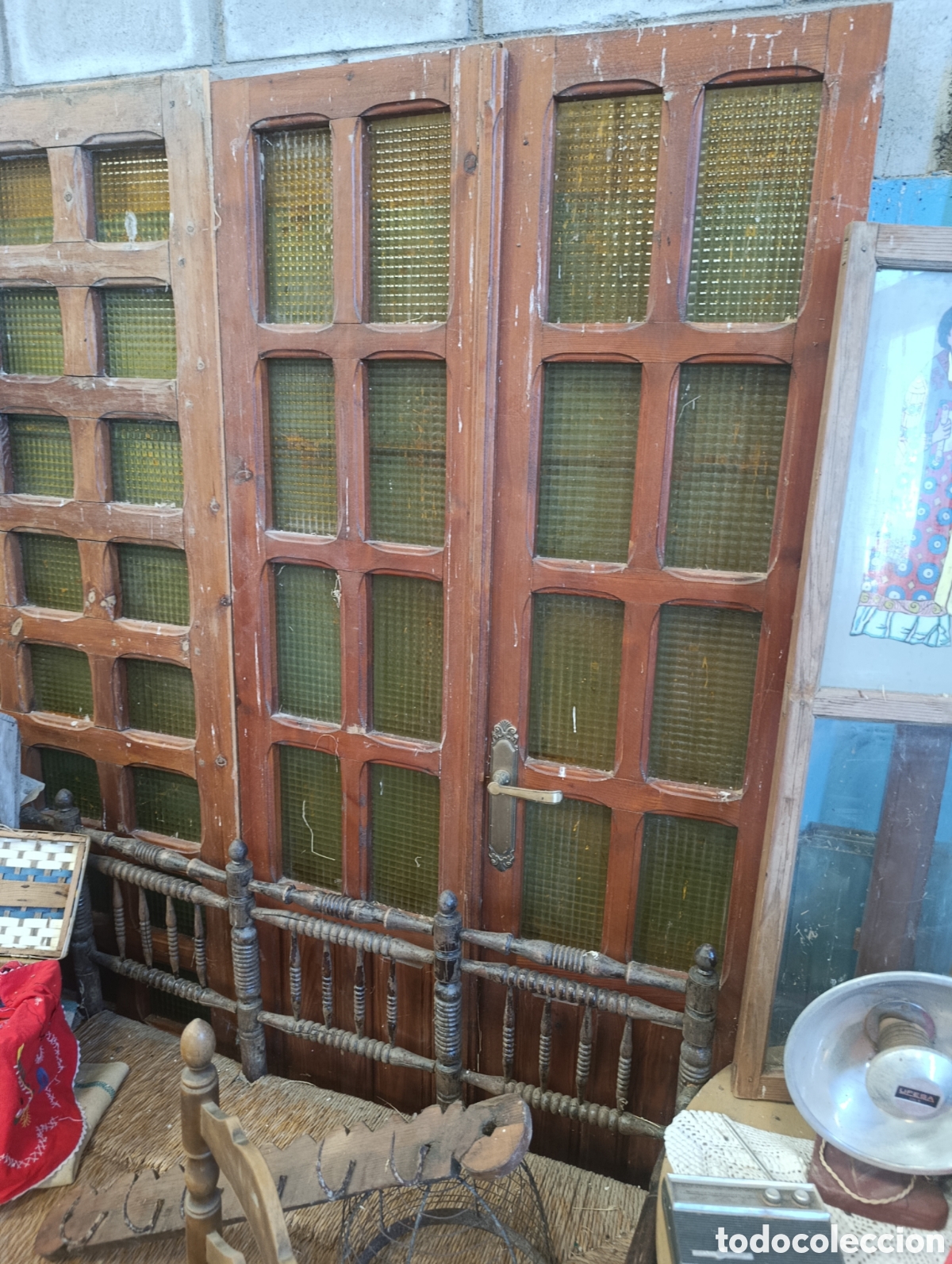 Antig&uuml;edades: Puerta interior con cristales 93x 2.01m