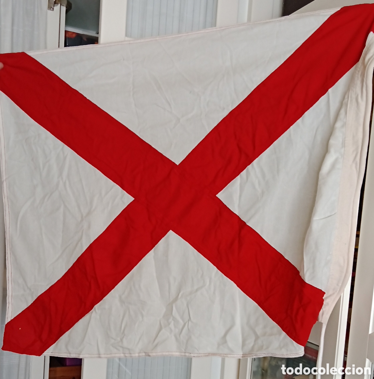 Antig&uuml;edades: Bandera de tela alfabeto mar&iacute;timo letra V (V&iacute;ctor) 67 x 93
