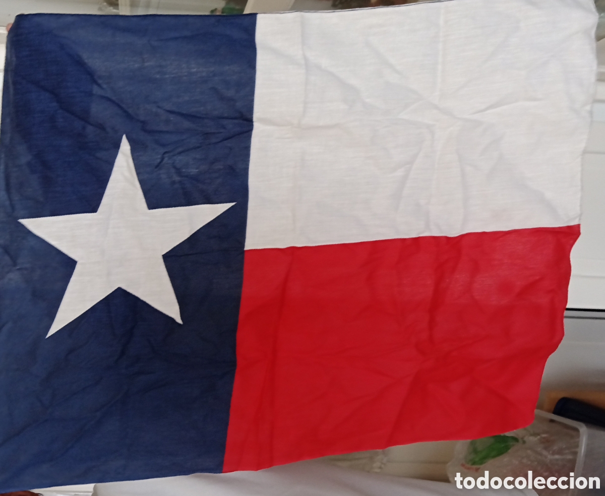 Antig&uuml;edades: Bandera de Tejas Texas EE.UU. USA. 58x54 cent&iacute;metros tela