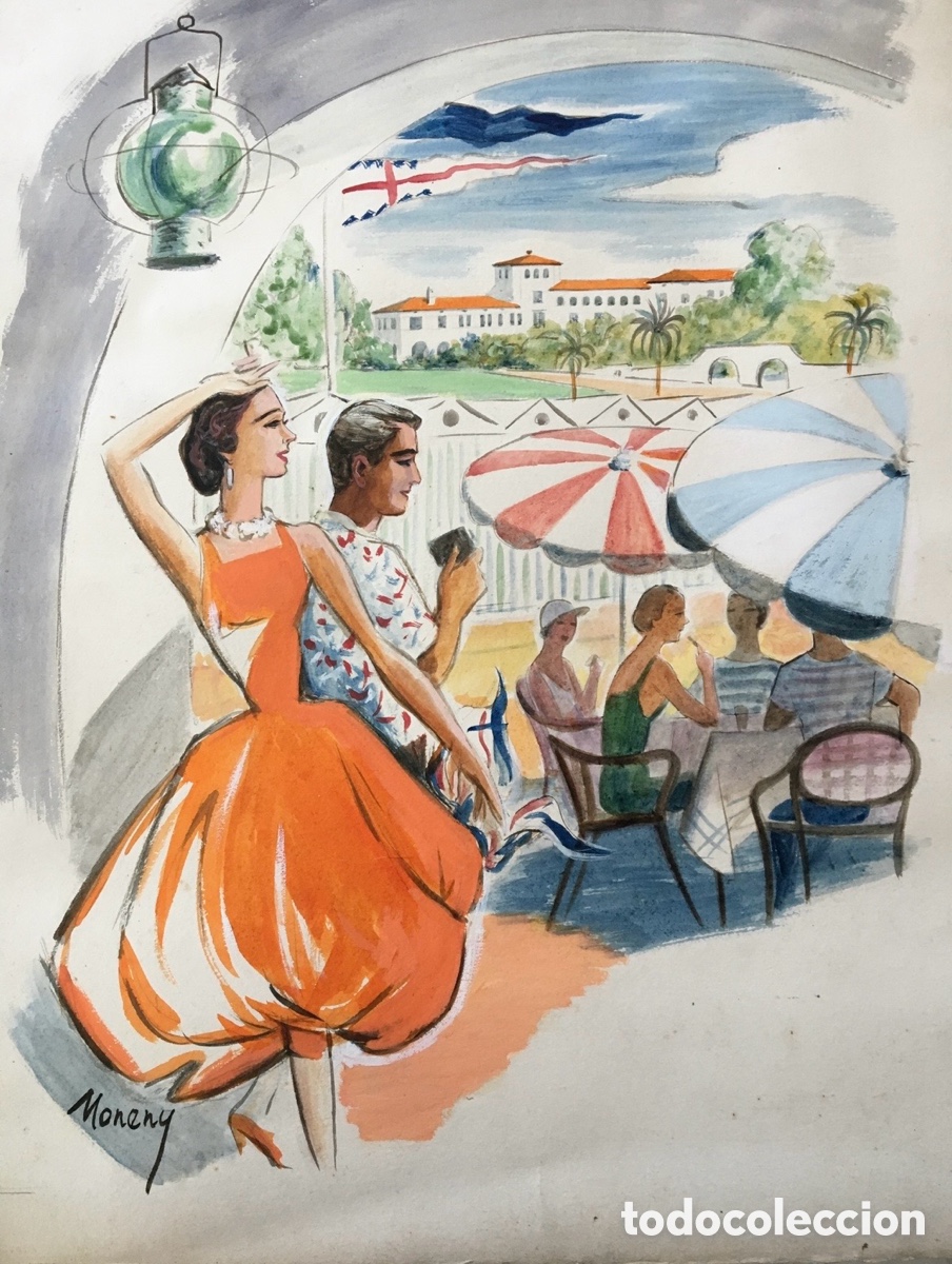 Antig&uuml;edades: original del artista e ilustrador espa&ntilde;ol Enric Moneny i Noguera (1903&ndash;1973)