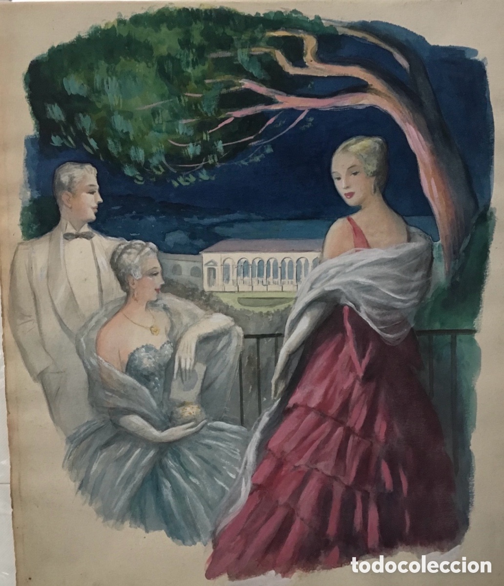 Antig&uuml;edades: original que muestra la ic&oacute;nica &rdquo;Loggia&rdquo; de S'Agar&oacute; durante una velada nocturna de gala