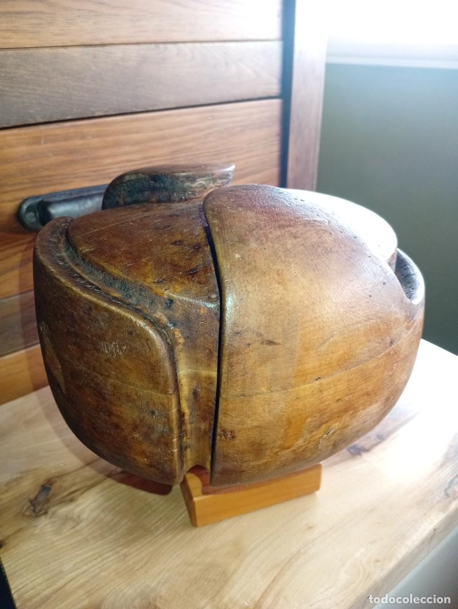Antig&uuml;edades: GENIAL MOLDE HORMA SOMBRERO MADERA ORIGINAL MANIQUI INDUSTRIAL A&Ntilde;OS 50 SOMBRERERO