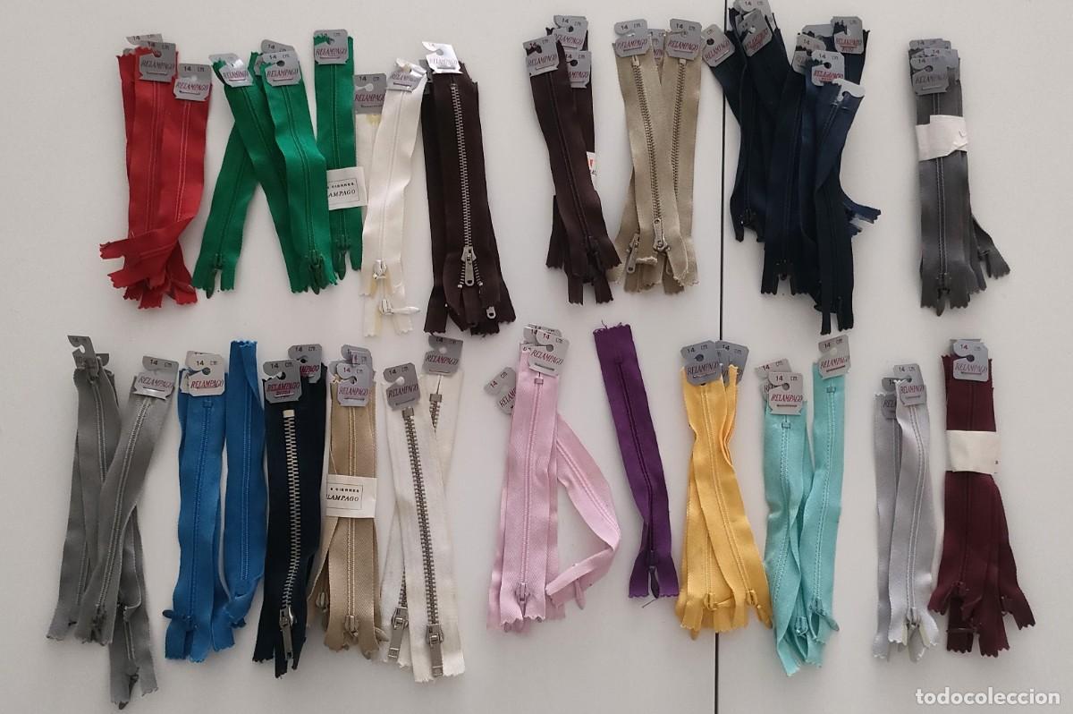 Antig&uuml;edades: Antiguo lote de 73 cremalleras marca Rel&aacute;mpago de 14cm (lote 65)