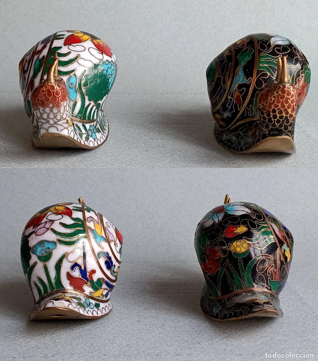 Antig&uuml;edades: Pareja de caracoles. Esmalte cloisonn&eacute;. - Foto 3