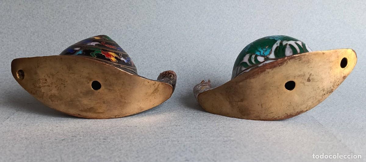 Antig&uuml;edades: Pareja de caracoles. Esmalte cloisonn&eacute;. - Foto 4