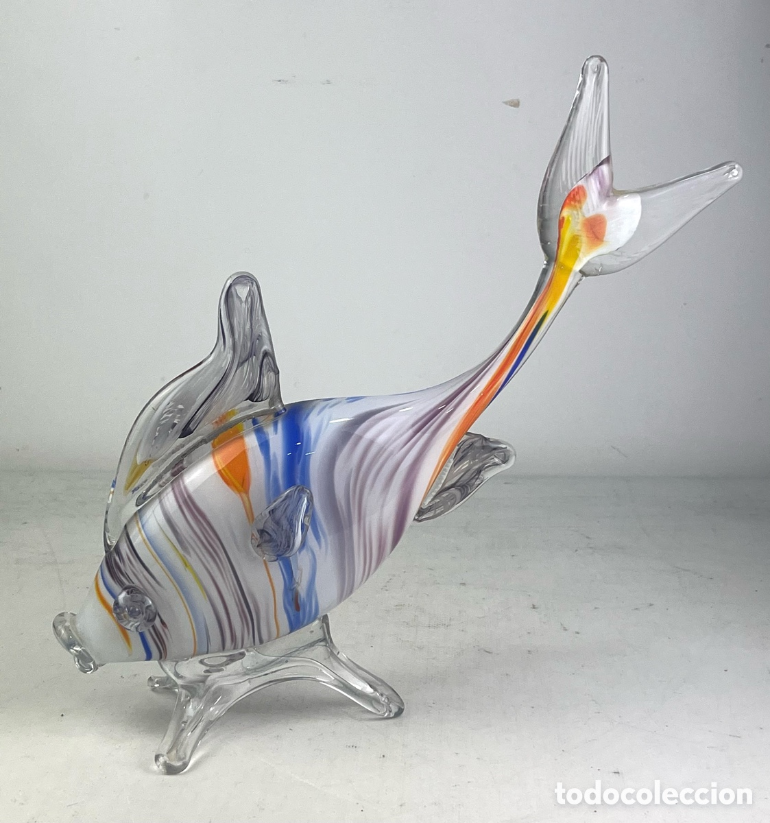 Antig&uuml;edades: PEZ DE COLORES EN CRISTAL SOPLADO - 34,5 X 35 CM