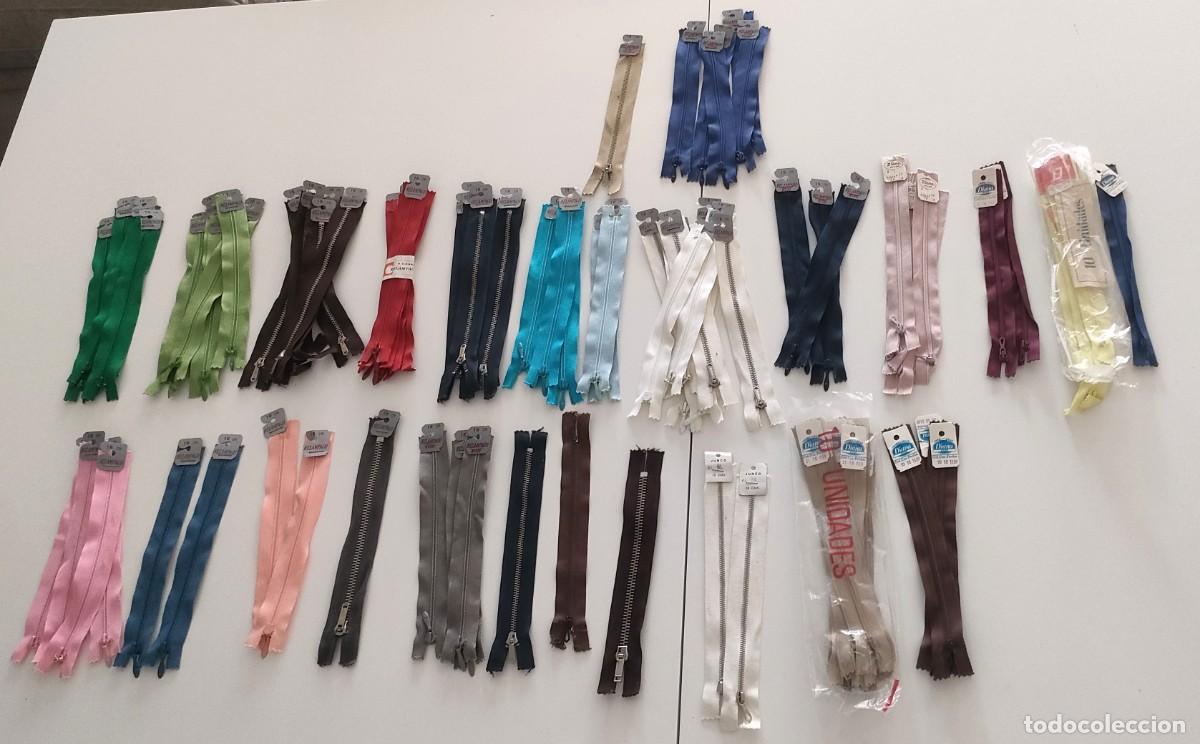 Antig&uuml;edades: Antiguo lote de 83 cremalleras marcas Rel&aacute;mpago y Diana nylon de 16cm y 18cm (lote 70)
