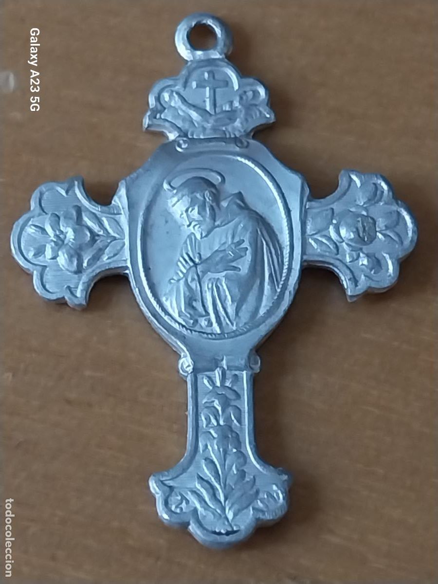 Antig&uuml;edades: CRUZ SAN ANTONIO ALUMINIO MEDALLA 3.44CMS ALTO ORIGINAL VINTAGE
