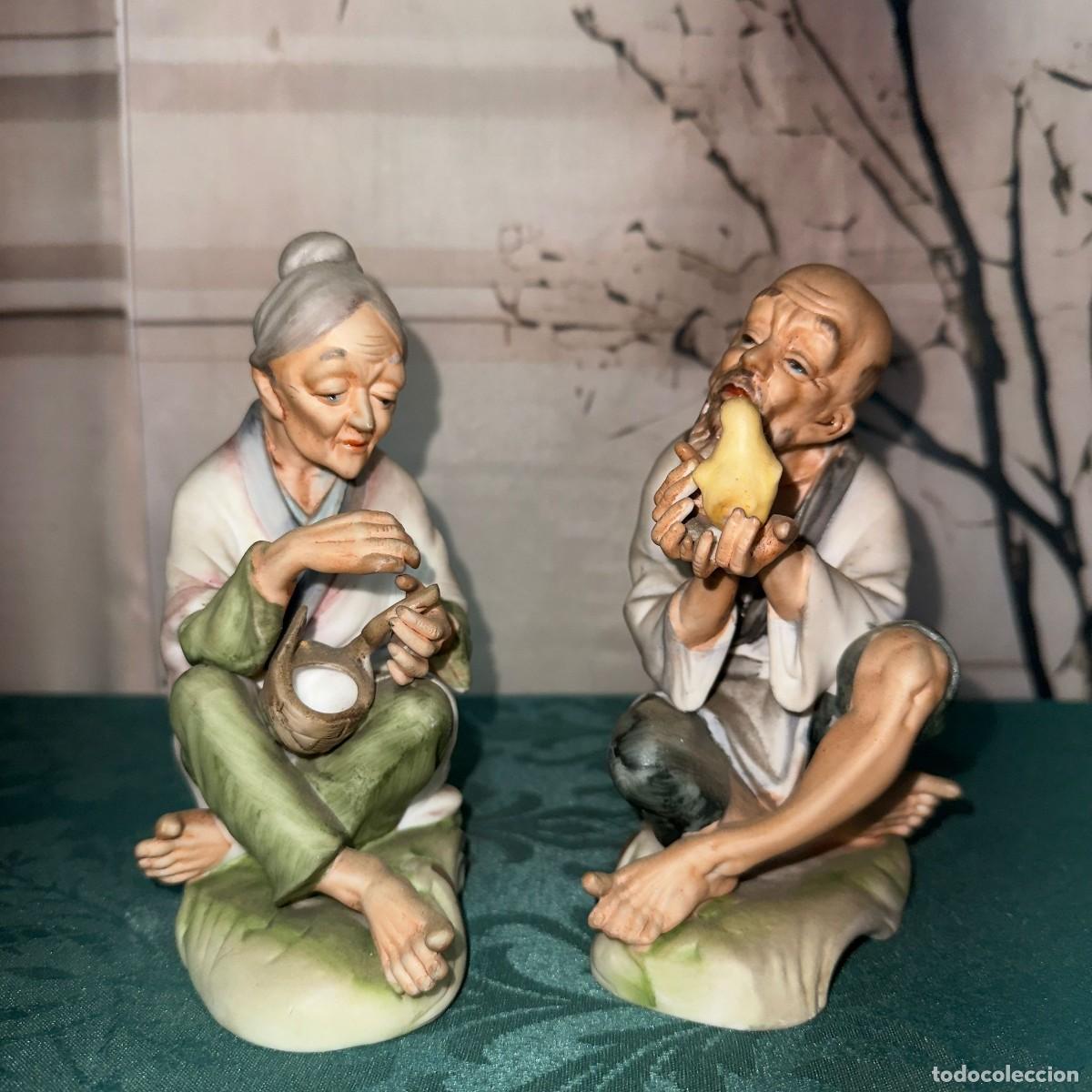 Antig&uuml;edades: Figuras de porcelana biscuit policromada vintage