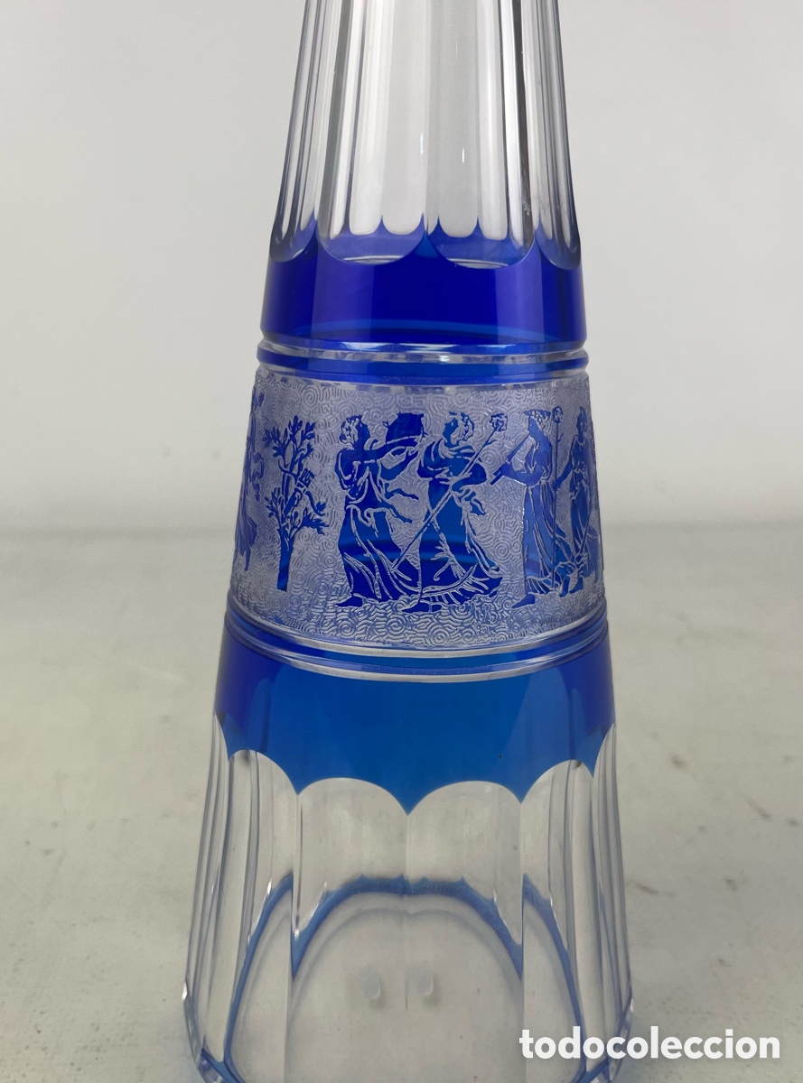 Antig&uuml;edades: PRECIOSA LICORERA EN CRISTAL DE BACCARAT - LA DANZA DE LAS FLORES - AZUL COBALTO