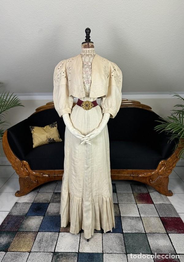 Antig&uuml;edades: 1904 vestido eduardiano original, vestido antiguo, ropa antigua, &eacute;poca de principios del siglo XX