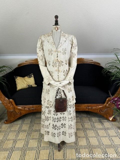 Antig&uuml;edades: 1909 vestido eduardiano original, vestido antiguo, ropa antigua, &eacute;poca de principios del siglo XX