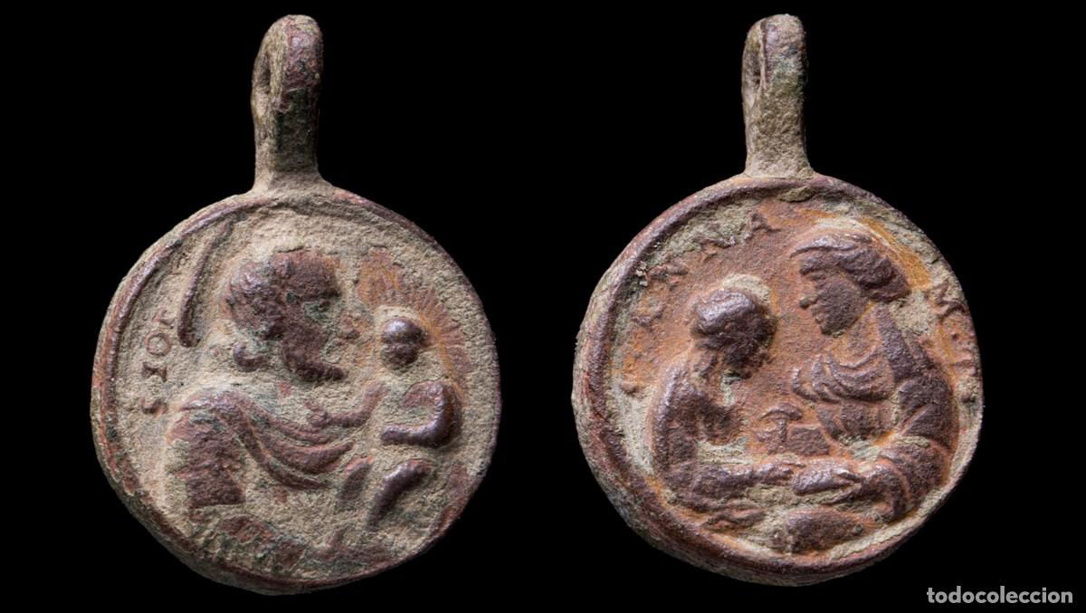 Antig&uuml;edades: Medal XVI-XVII centuries Saint Joseph / Saint Anne - 24x16 mm