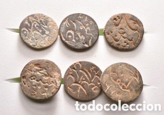 Antig&uuml;edades: Lote de 6 sellos isl&aacute;micos de lacre con escritura &aacute;rabe siglo XVII