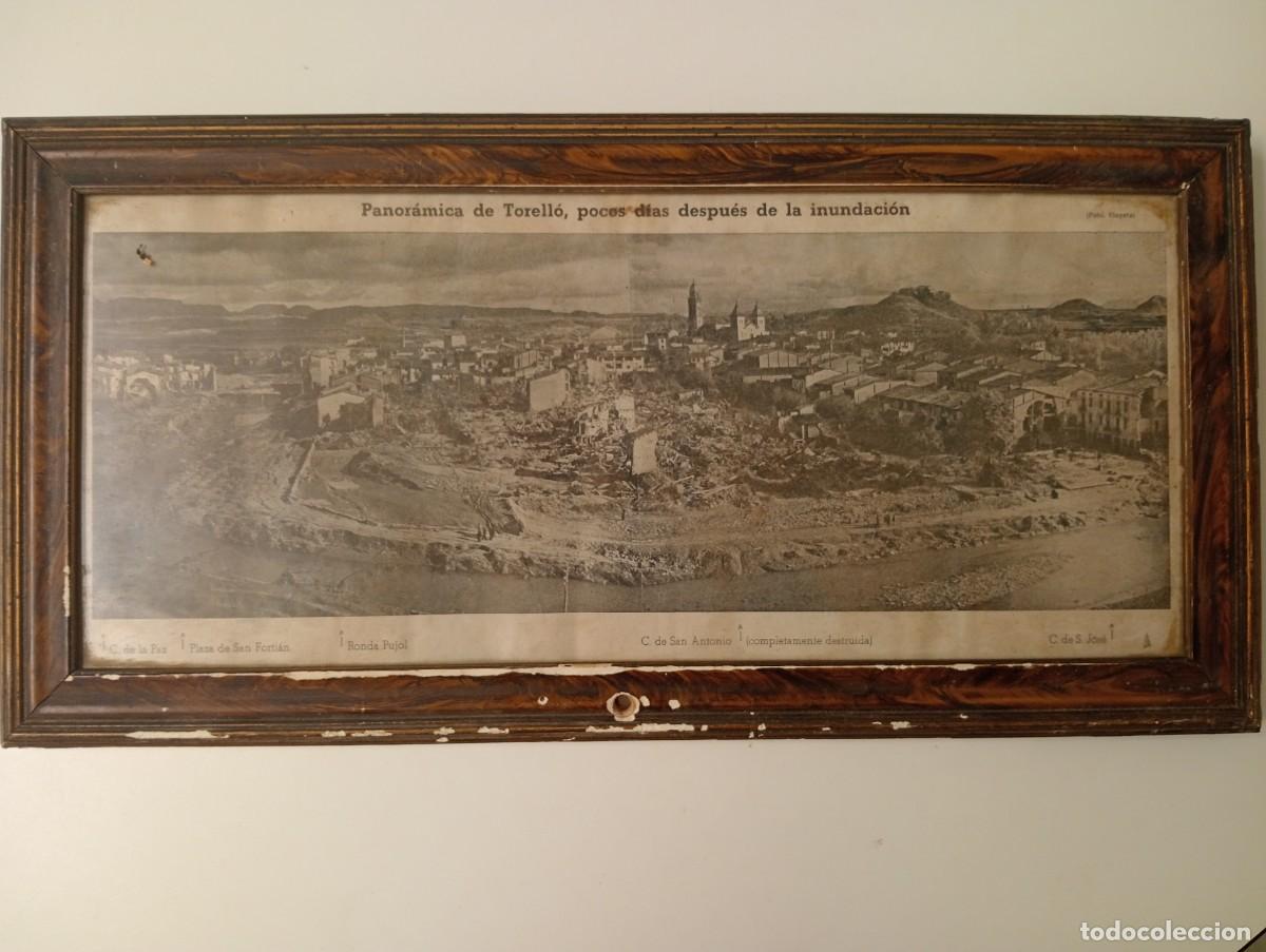 Antig&uuml;edades: FOTO PANORAMICA DE LA INUNDACION DEL 17 DE OCTUBRE DE 1940 EN TORELLO CON MARCO ENMARCADA