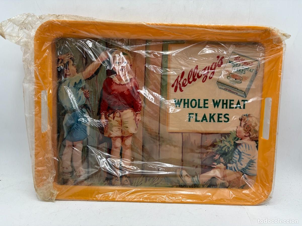 Antig&uuml;edades: BANDEJA KELLOGG'S WHOLE WHEAT FLAKES. PUBLICIDAD RETRO VINTAGE. BANDEJA PROMOCIONAL. PRECINTADA