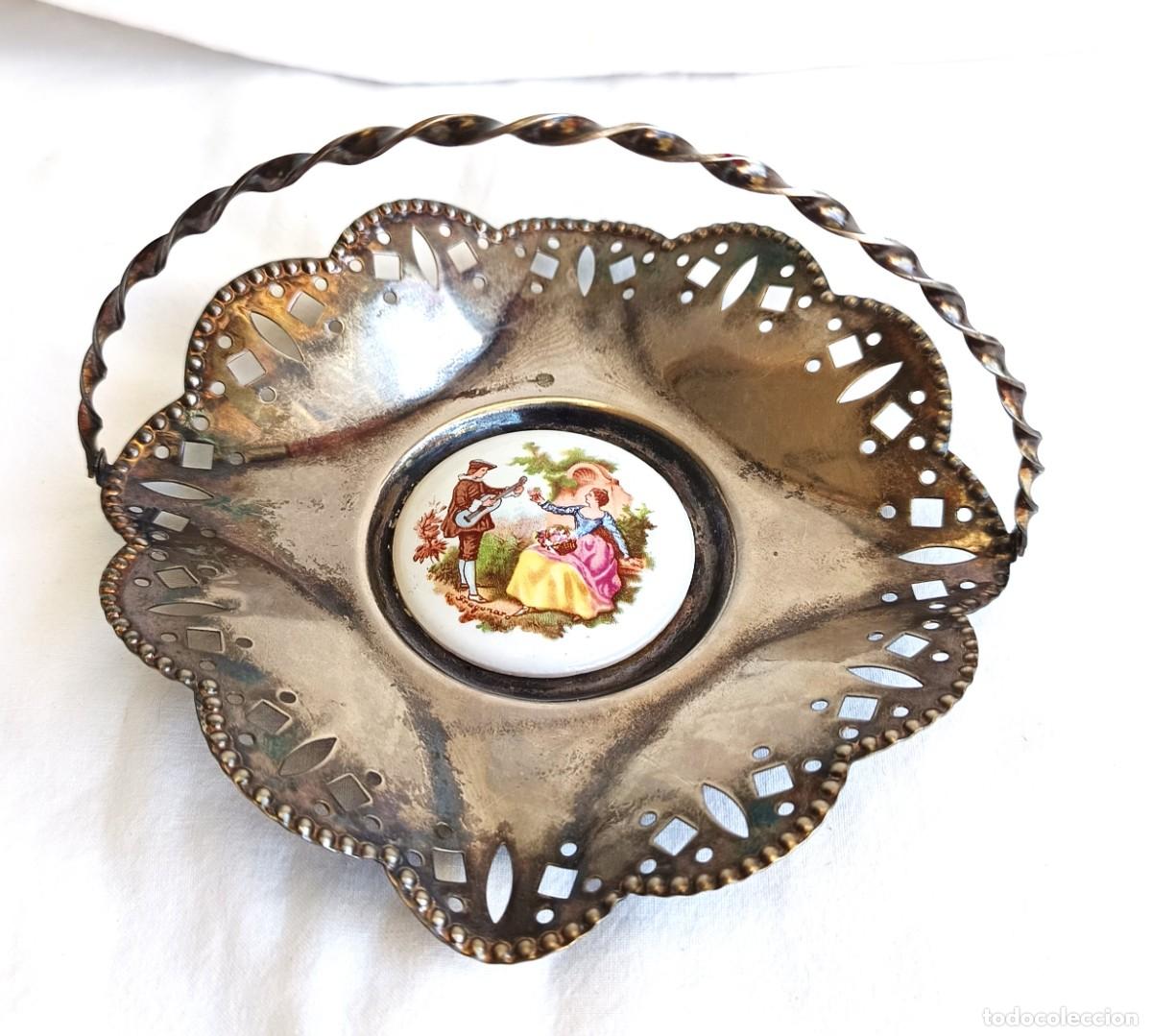 Antig&uuml;edades: Vaciabolsillos - Francia - Vaciabolsillos Plateado, Porcelana