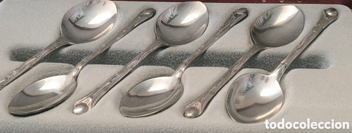 Antig&uuml;edades: Juego de 6 cucharillas de caf&eacute; en plata 925 con estuche, marca &ldquo;SG MENESES&rdquo;&nbsp;