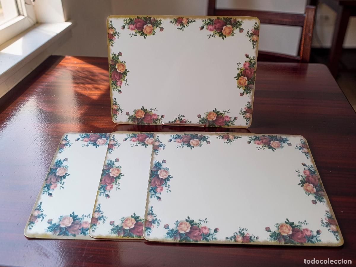 Antig&uuml;edades: 4 manteles individuales Royal Albert Old Country Roses