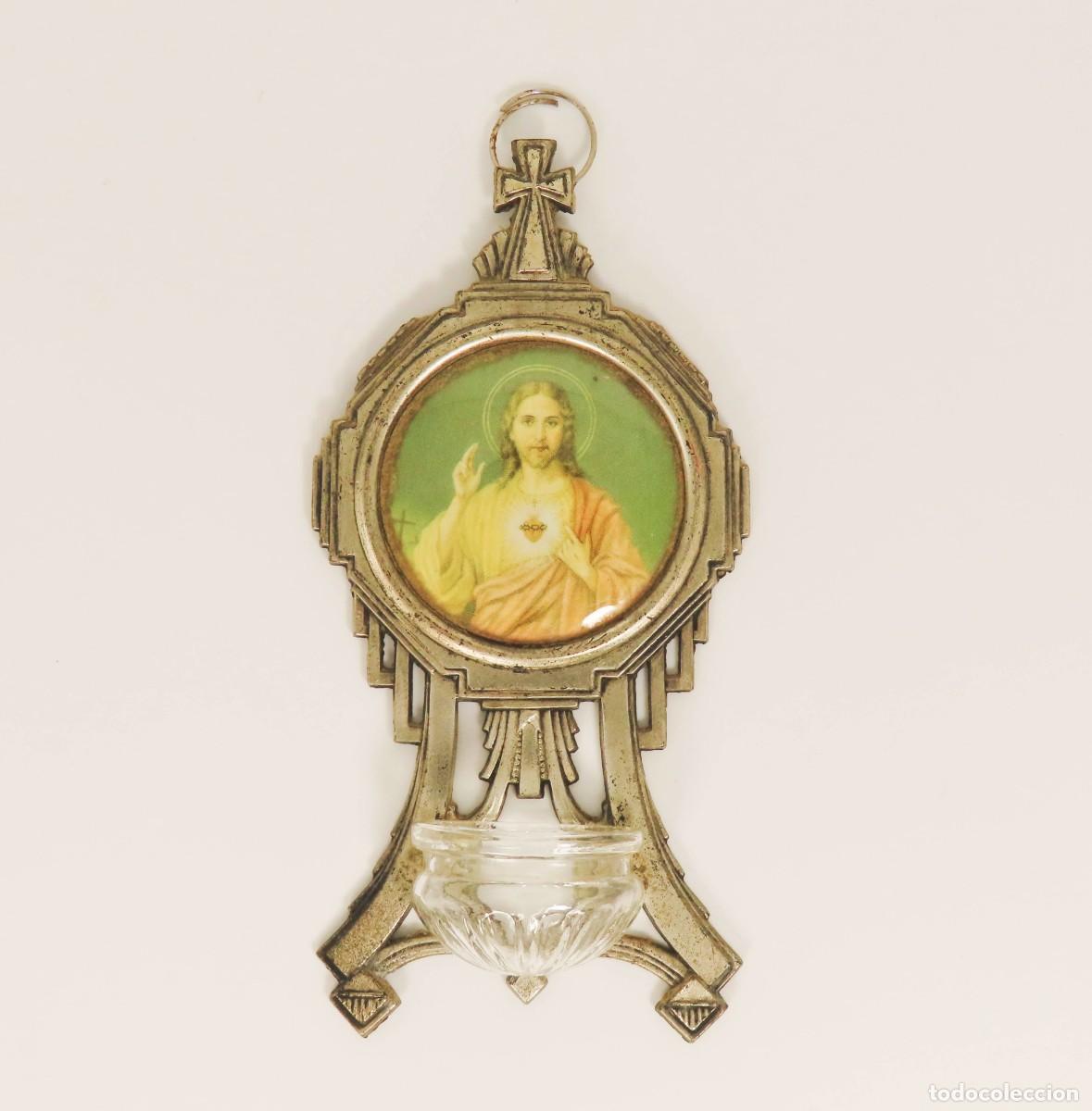 Antig&uuml;edades: BENDITERA SAGRADO CORAZ&Oacute;N DE JES&Uacute;S ART DECO