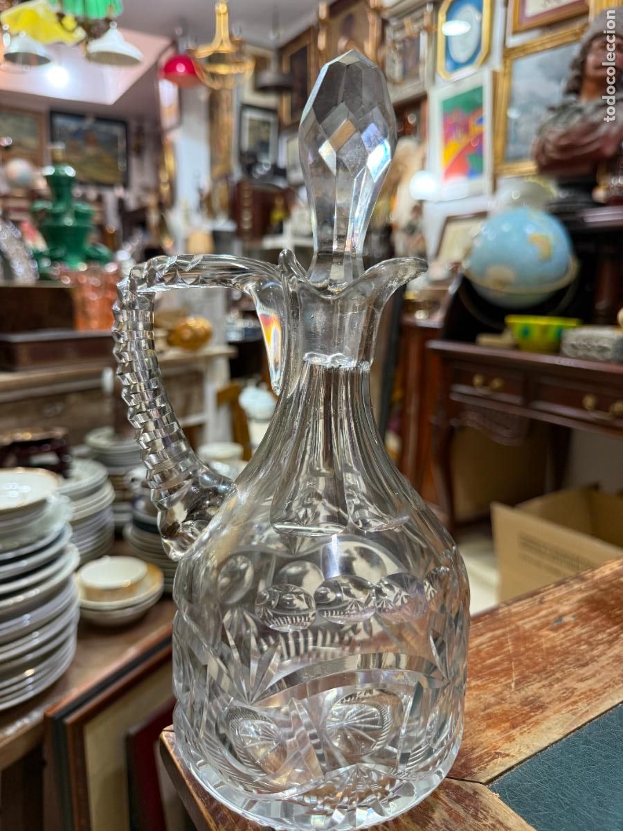 Antig&uuml;edades: MAGNIFICA JARRA DE CRISTAL TALLADO - MEDIDA TOTAL 29 CM