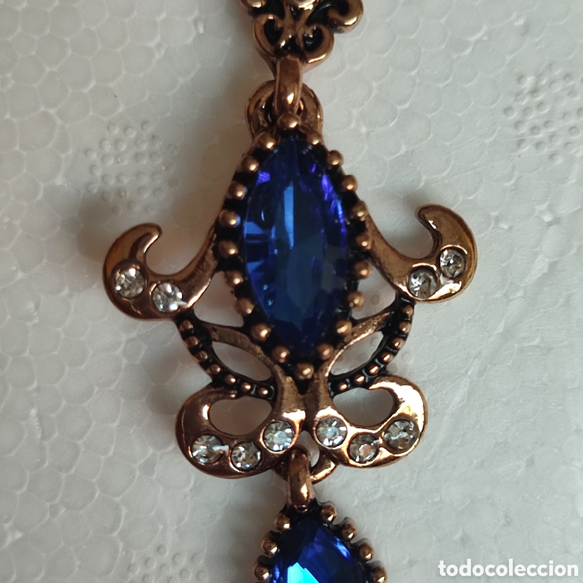 Antig&uuml;edades: Pendientes antiguos azules largos - Foto 2