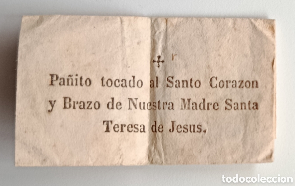 Antig&uuml;edades: ANTIGUA RELIQUIA DE PA&Ntilde;ITO TOCADO AL SANTO CORAZON Y BRAZO DE NUESTRA MADRE SANTA TERESA DE JESUS