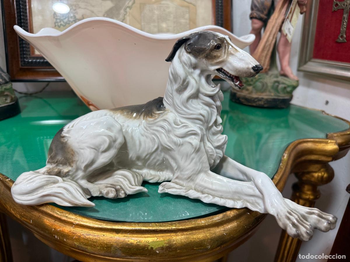 Antig&uuml;edades: PRECIOSO PERRO DE PORCELANA ALGORA - MEDIDA 29 CM