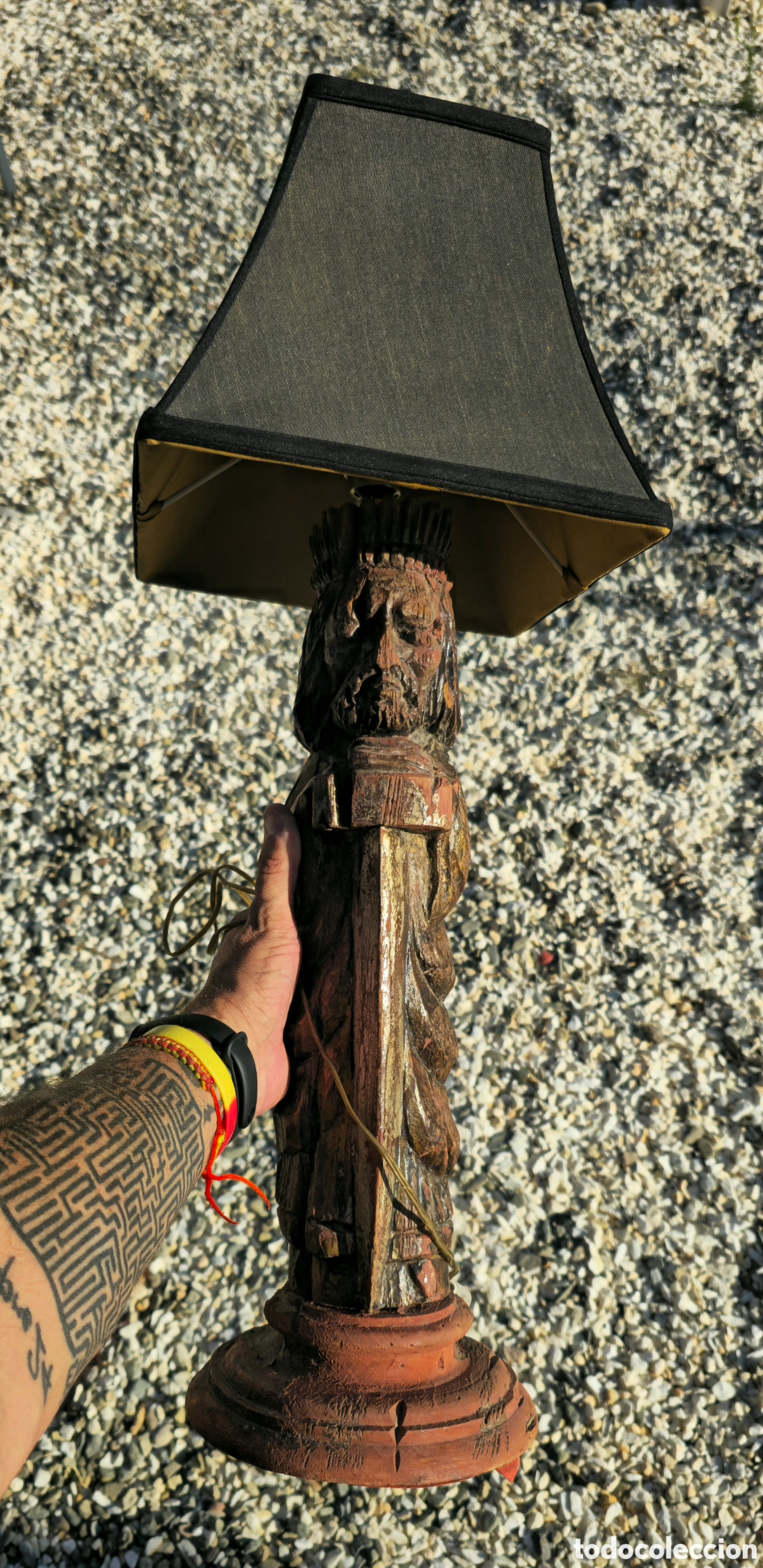 Antig&uuml;edades: Antigua talla convertida en lampara - Foto 9