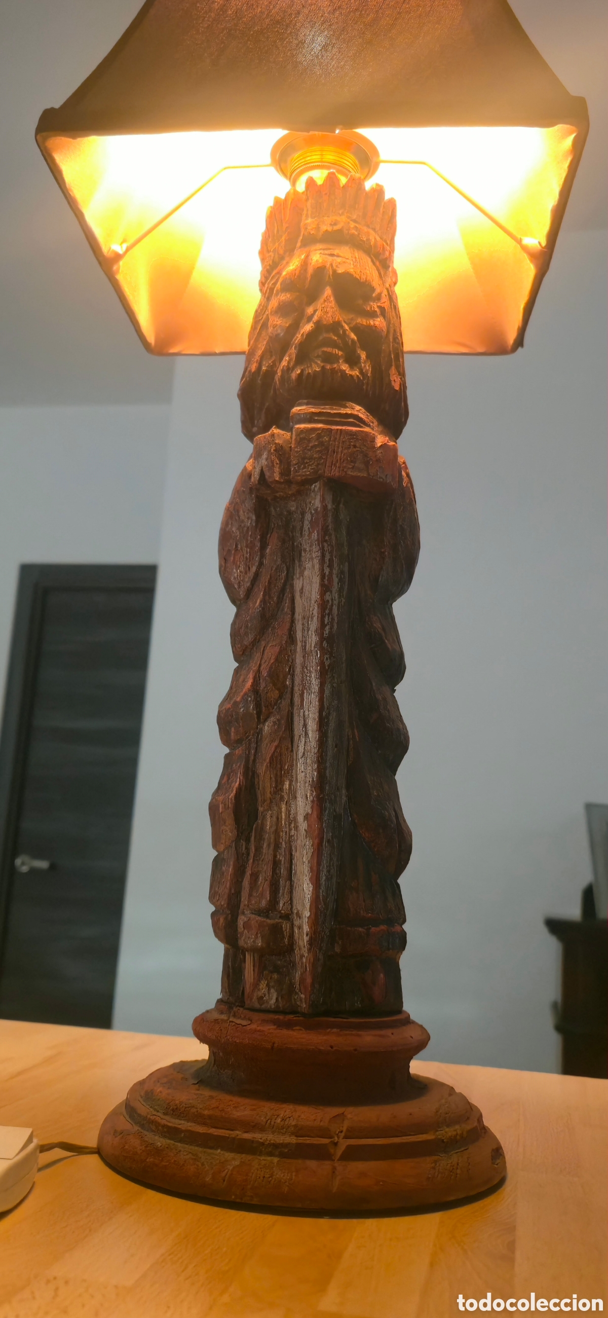 Antig&uuml;edades: Antigua talla convertida en lampara - Foto 11