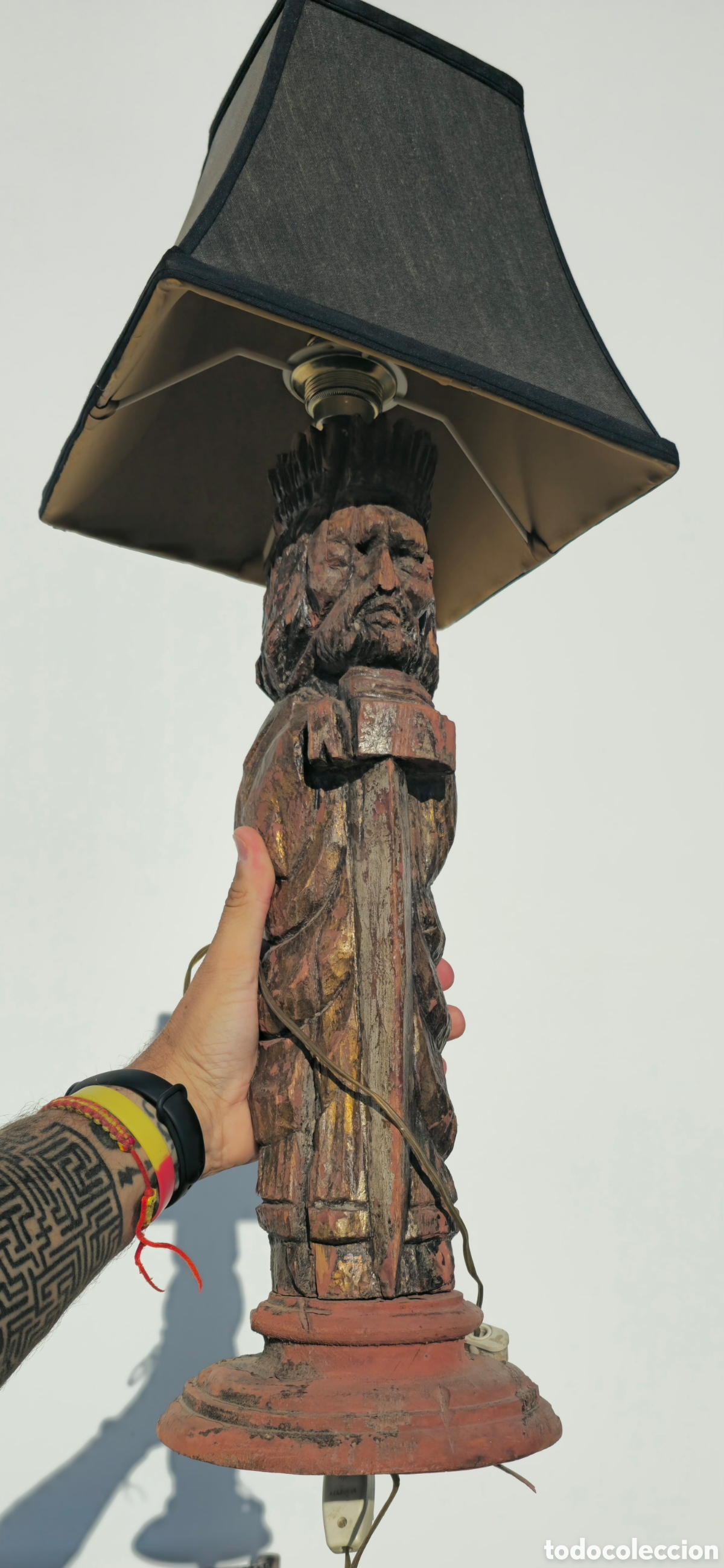 Antig&uuml;edades: Antigua talla convertida en lampara - Foto 12