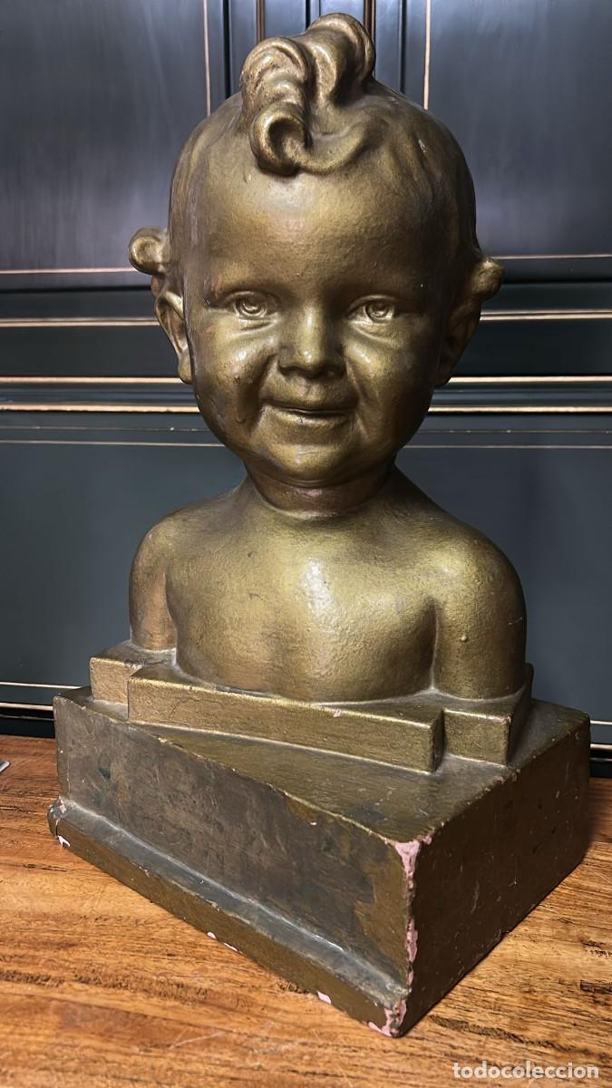 Antig&uuml;edades: BUSTO DE NI&Ntilde;O DE NESTLE FIGURA ANTIGUA DE TERRACOTA FIRMADA POR PLASTO 45 CMS. DE ALTURA
