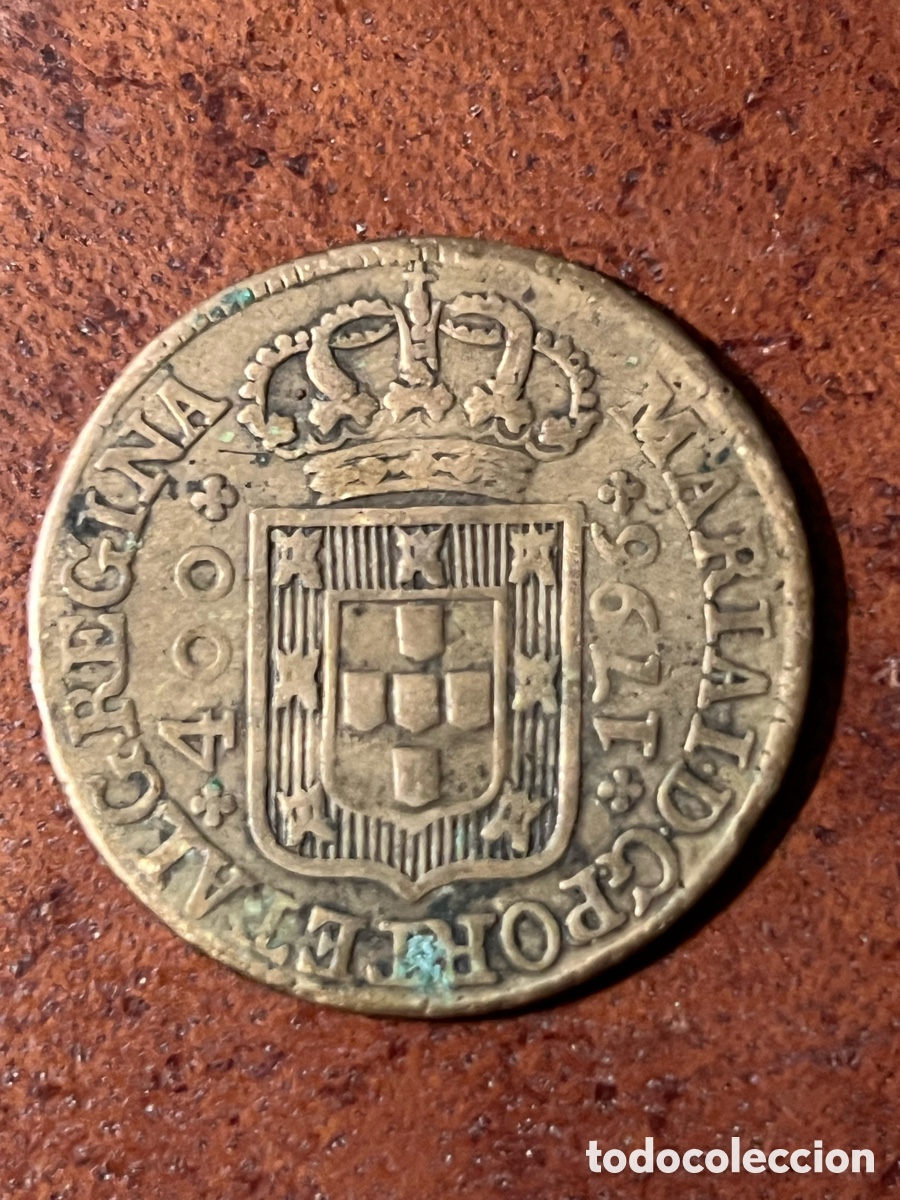 Antig&uuml;edades: Preciosa moneda plata 400 reis 1796