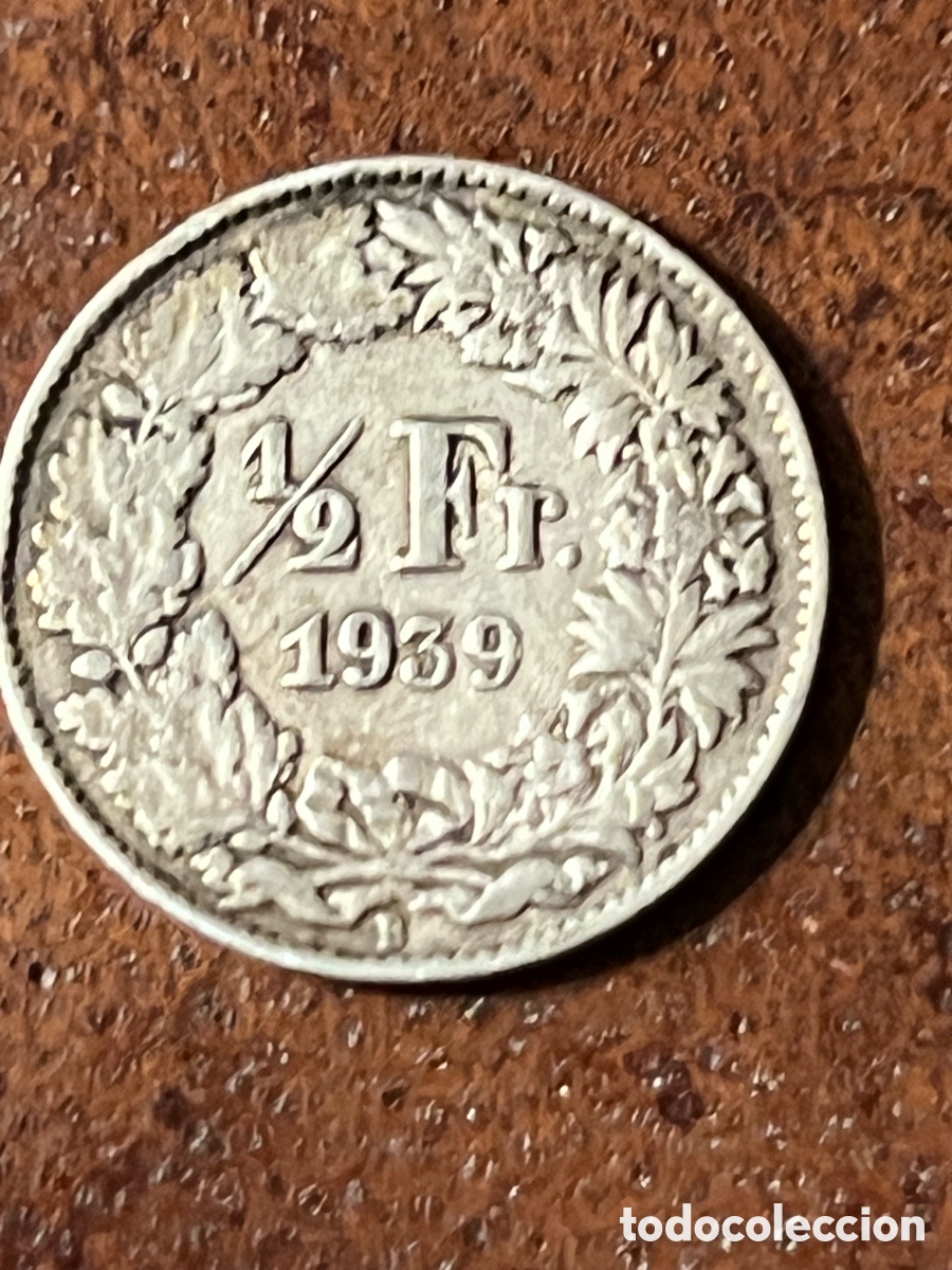 Antig&uuml;edades: Antigua moneda plata 2/2 francos 1939 suiza
