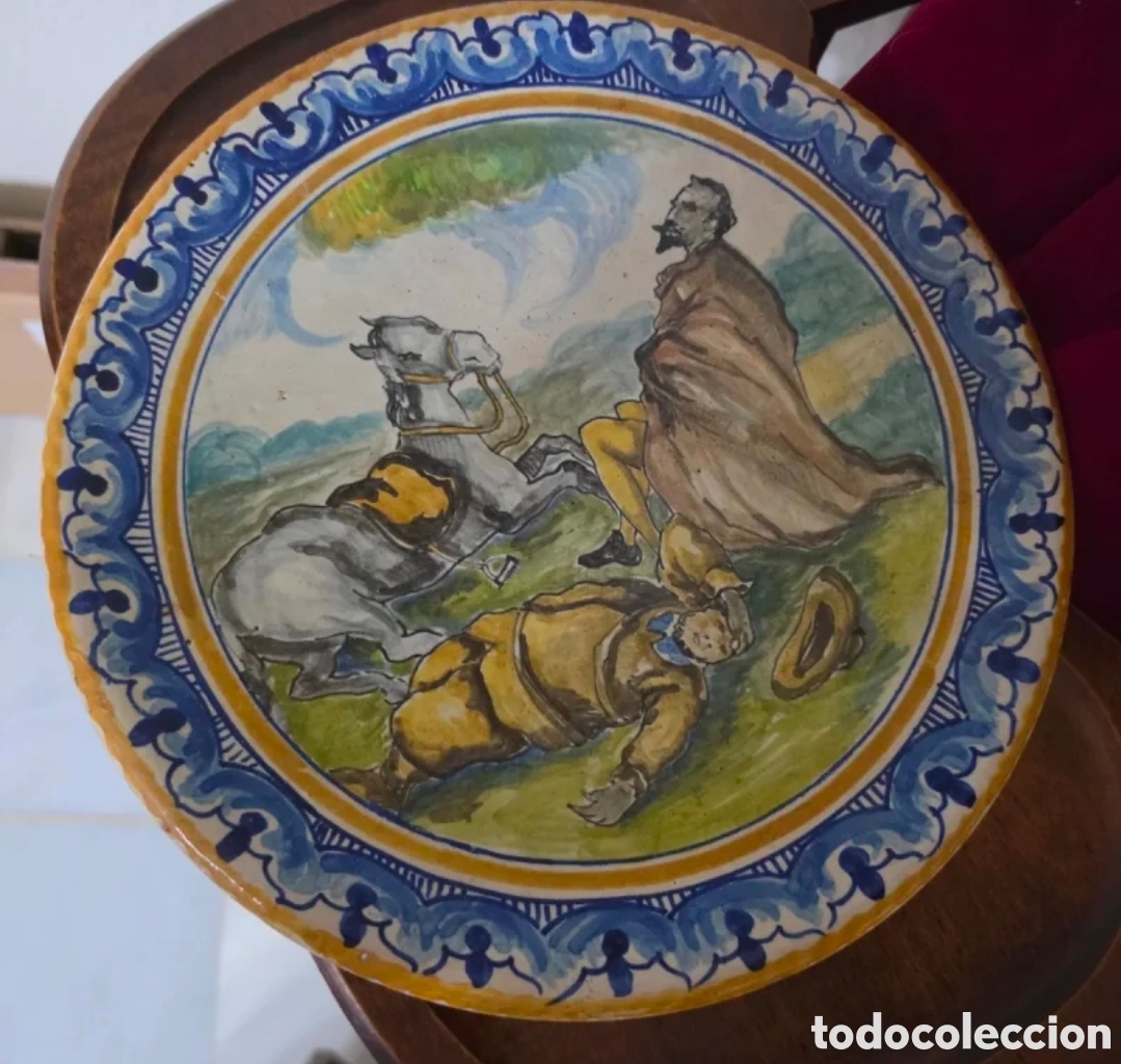 Antig&uuml;edades: Plato antiguo Mensaque decorado