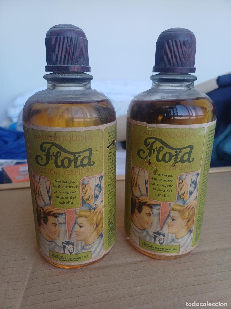 Antig&uuml;edades: Antiguas botellas de Haligroquina FLOID locion capilar. Mediados siglo XX