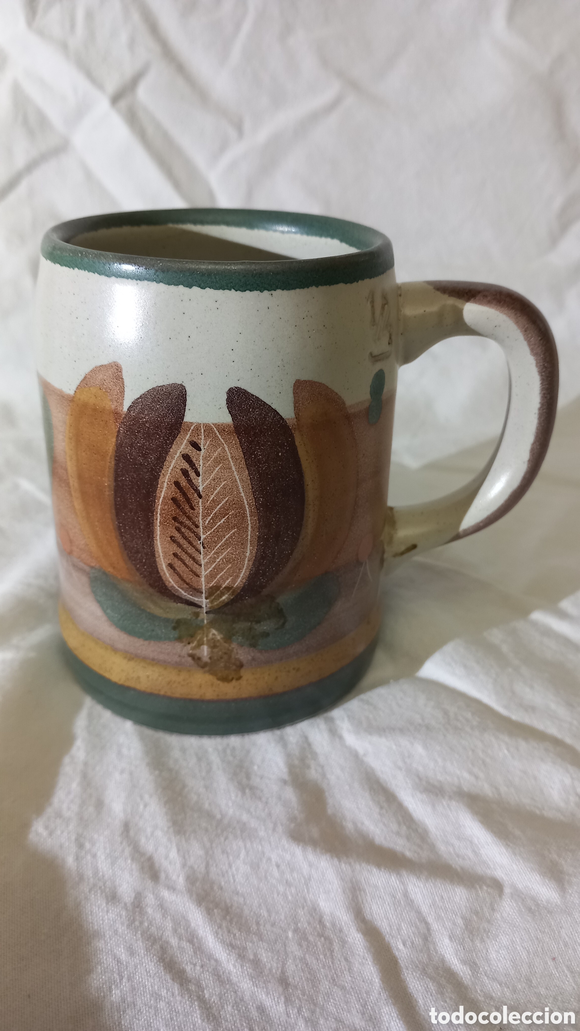 Antiques: Taza Jarra Cer&aacute;mica PORTA CELI Espa&ntilde;a. Pintada a Mano por AMPARO. Vintage A&ntilde;os 70. IMPOLUTA - NOS