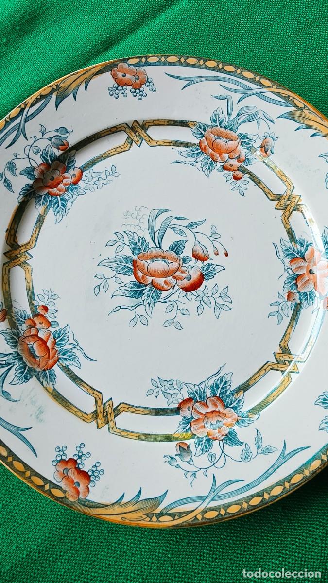 Antiques: Antiguo Plato Franc&eacute;s del Siglo XIX Estilo Porcelana de Indias en Loza Fina Florales Numerados a Man