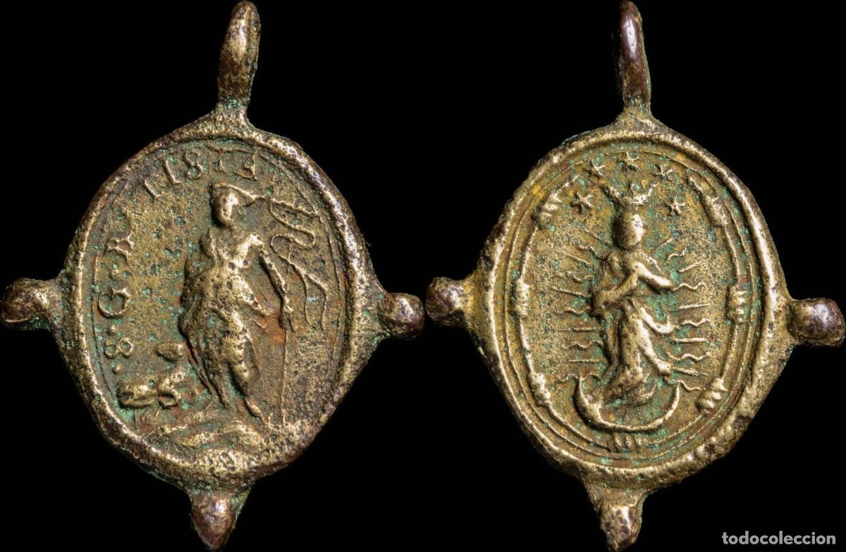 Antig&uuml;edades: Religious medal XVI-XVII centuries, S. Juan Bautista / Inmaculada - 24x18 mm.