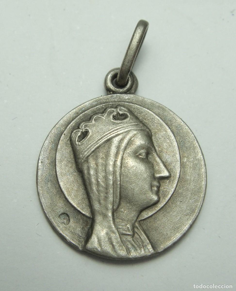 Antig&uuml;edades: Medalla Virgen coronada y Sagrado Coraz&oacute;n de Jes&uacute;s &middot; Plata &middot; ca. 1900&ndash;1930 &middot; &Oslash; 13 mm