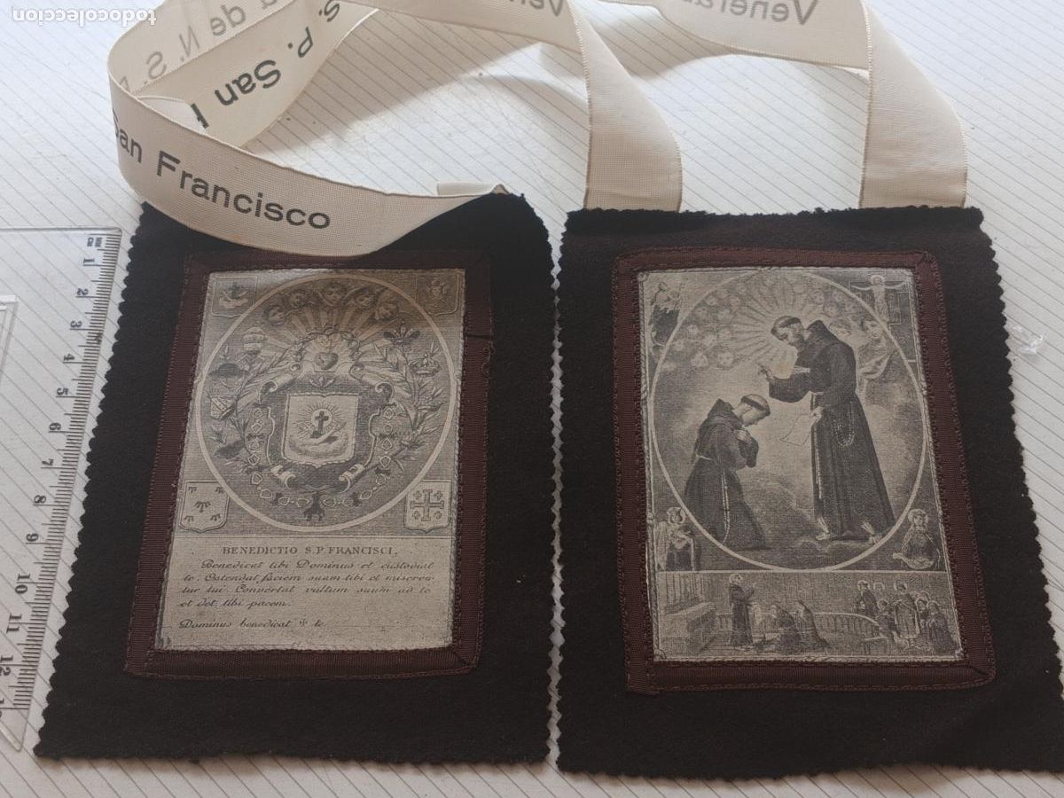 Antig&uuml;edades: ESCAPULARIO FRANCISCANO SERIGRAFIADO DE LA VENERABLE ORDEN DE SAN FRANCISCO