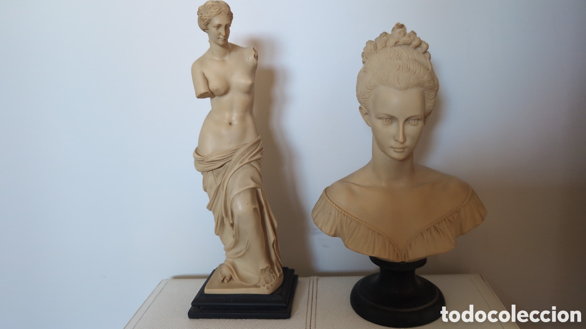 Antig&uuml;edades: Pareja de esculturas alabastro A. Giannelli (Italia)