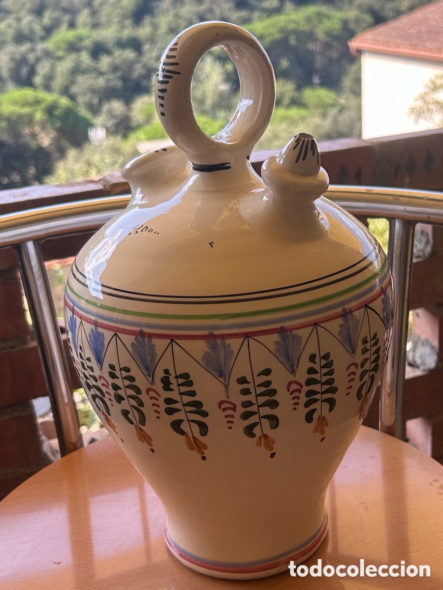 Antiques: Botijo de cer&aacute;mica pintado a mano estilo Talavera