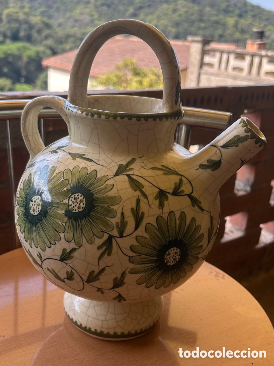 Antiques: Botijo de cer&aacute;mica artesanal pintado a mano estilo puente del arzobispo