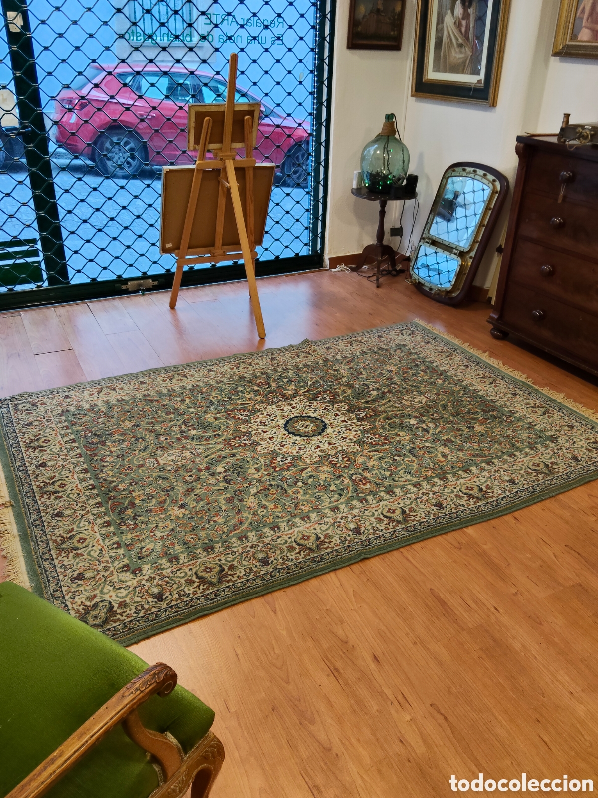 Antig&uuml;edades: Magn&iacute;fica alfombra de lana 1.64x2.40 mts